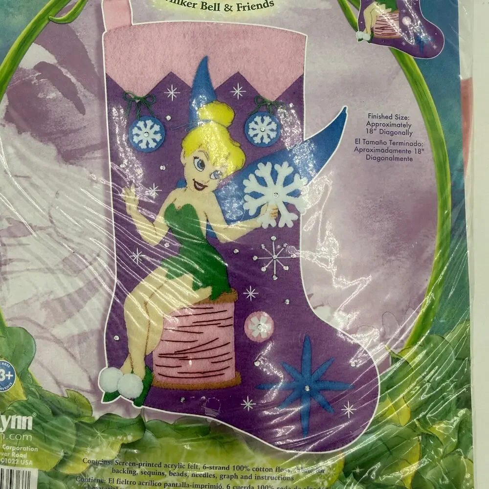 Disney Fairies Tinker Bell & Friends Felt Applique Christmas Stocking Kit NEW